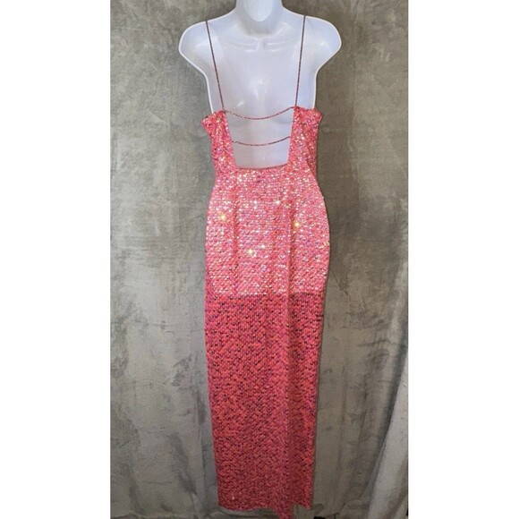 Vintage Cache Pink Sequin 90s Maxi Dress Sz 4 Y2K Fairy Mermaid Hoco Prom Event - Picture 8 of 12